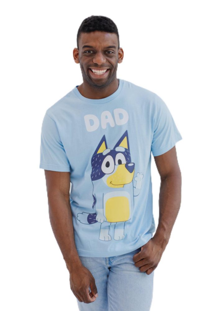Camiseta Bluey para Hombre "Papá" 3XL Azul Claro con Estampado