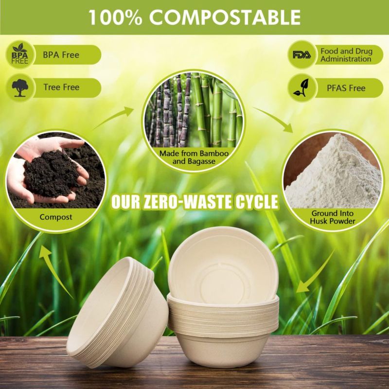 Tazones de papel Green Swan 946 ml (paquete de 50) compostables