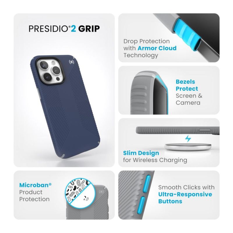 Funda Speck Presidio2 Grip para iPhone 15 Pro Max