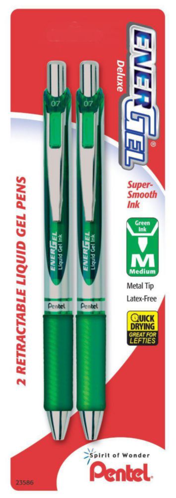 Bolígrafo de Gel Pentel EnerGel 07 mm Verde (2 unidades)