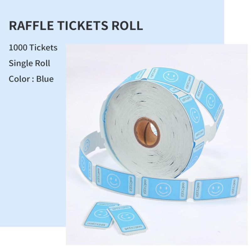 Rollo de 1000 Boletos de Rifa LLIKED 25 cm x 5 cm Azul