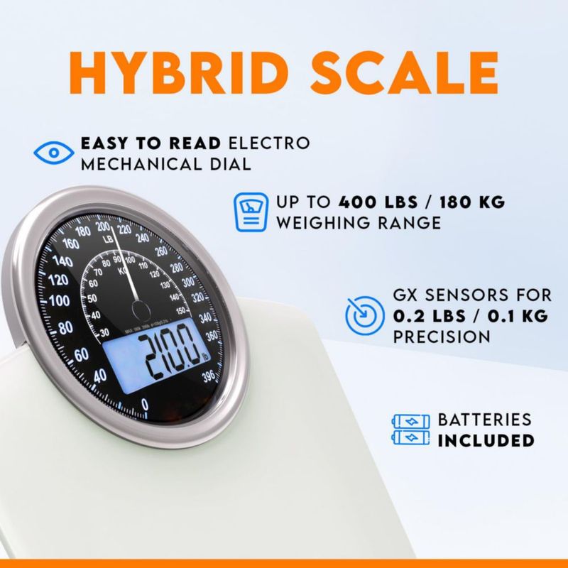 Báscula ZENO Hybrid 180 kg Analógica/Digital Blanco Escarcha