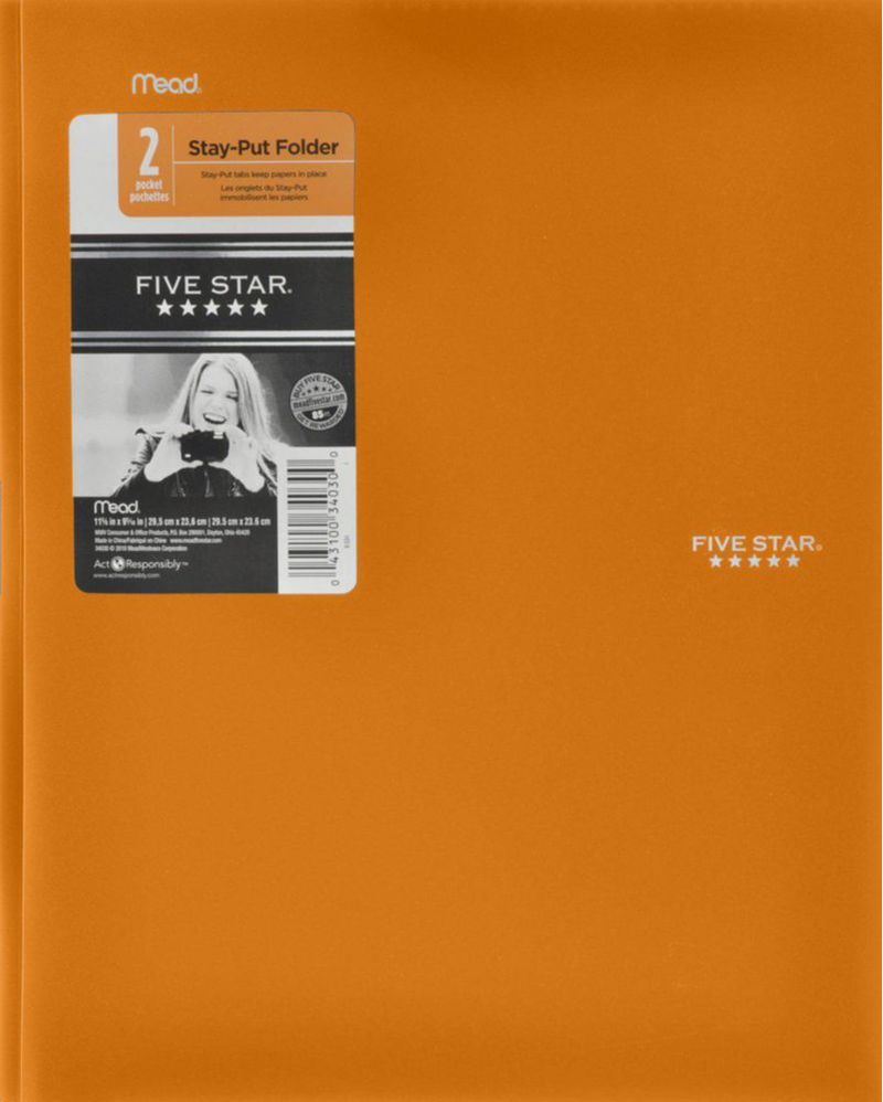 Carpeta de archivo Five Star 28 cm x 22 cm Naranja