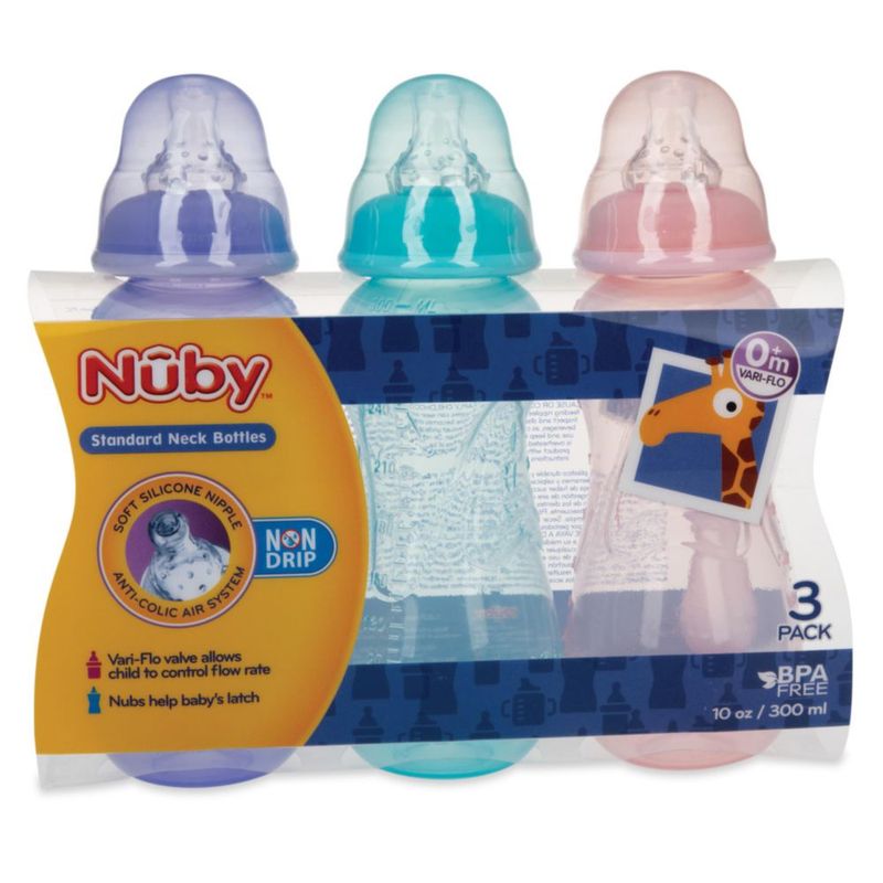Biberón Nuby 300 ml anti‑goteo – paquete de 3