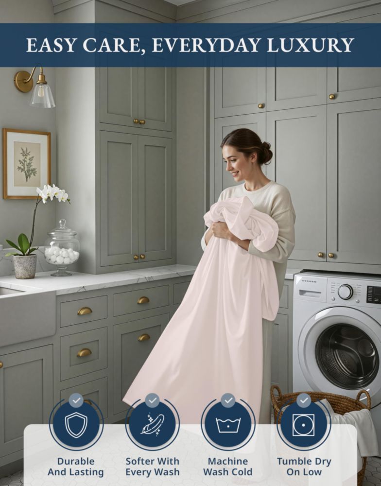 Juego de sábanas LANE LINEN King rosa pétalo satén