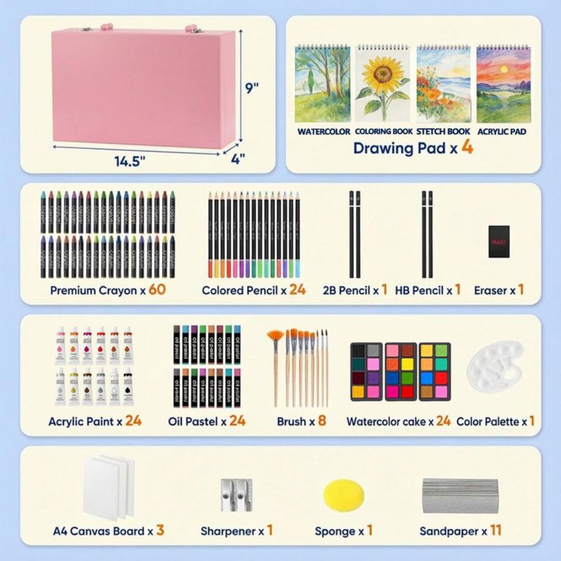 Kit de Arte TMOL Deluxe de 194 Piezas para Niños