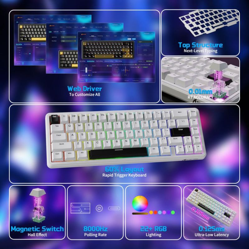 Teclado y Ratón MAMBASNAKE X65 HE 8KHz 18K DPI Blanco