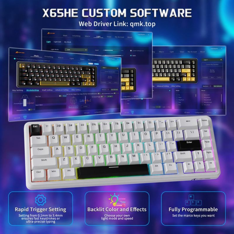 Teclado y Ratón MAMBASNAKE X65 HE 8KHz 18K DPI Blanco