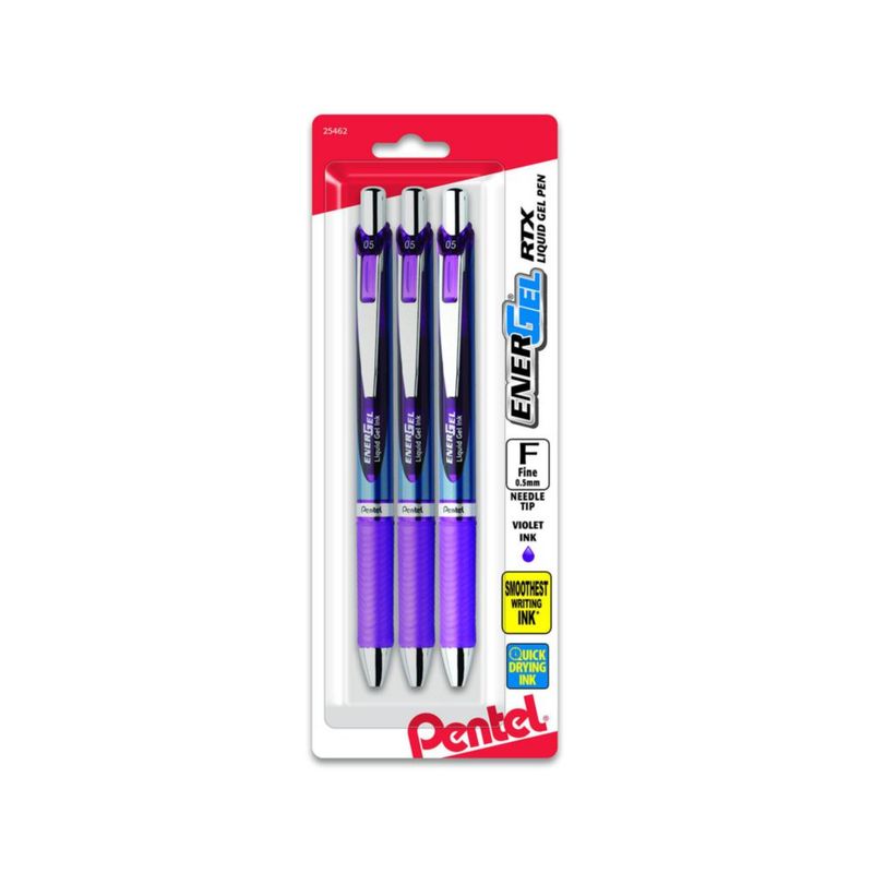 Pluma de Gel Pentel EnerGel 05 mm Violeta - Juego de 3