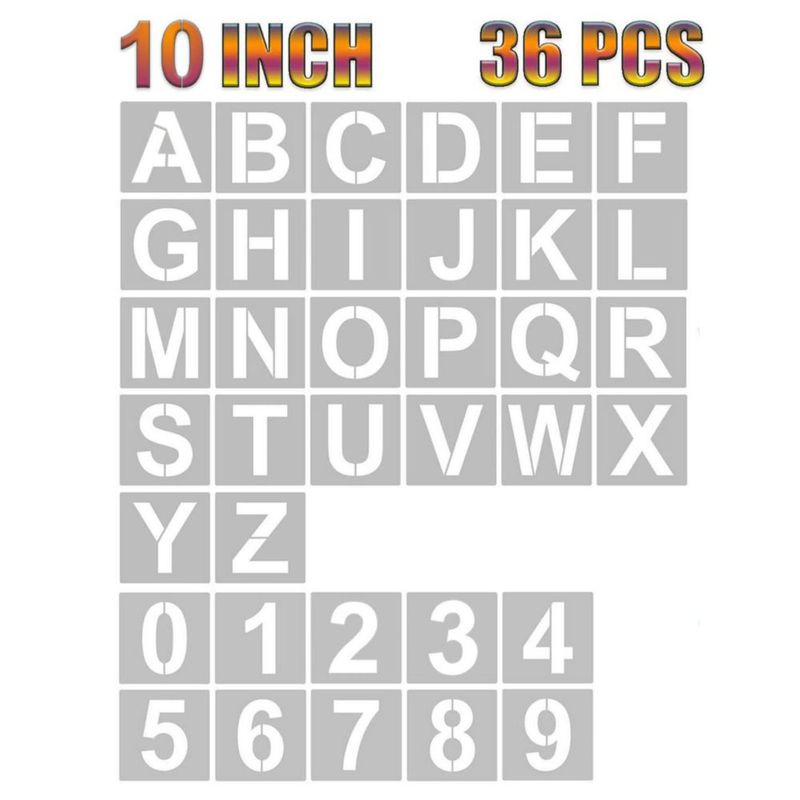 Plantillas de letras y números YEAJON 36 uds 25 cm reutilizables de plástico