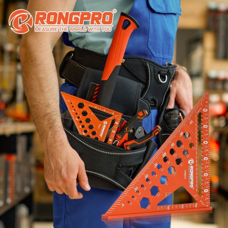 Regla RONGPRO 18 cm 6‑en‑1 Escuadra de Carpintería de Aluminio