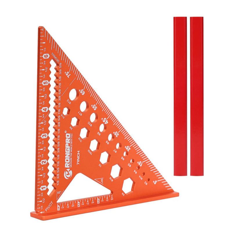 Regla RONGPRO 18 cm 6‑en‑1 Escuadra de Carpintería de Aluminio