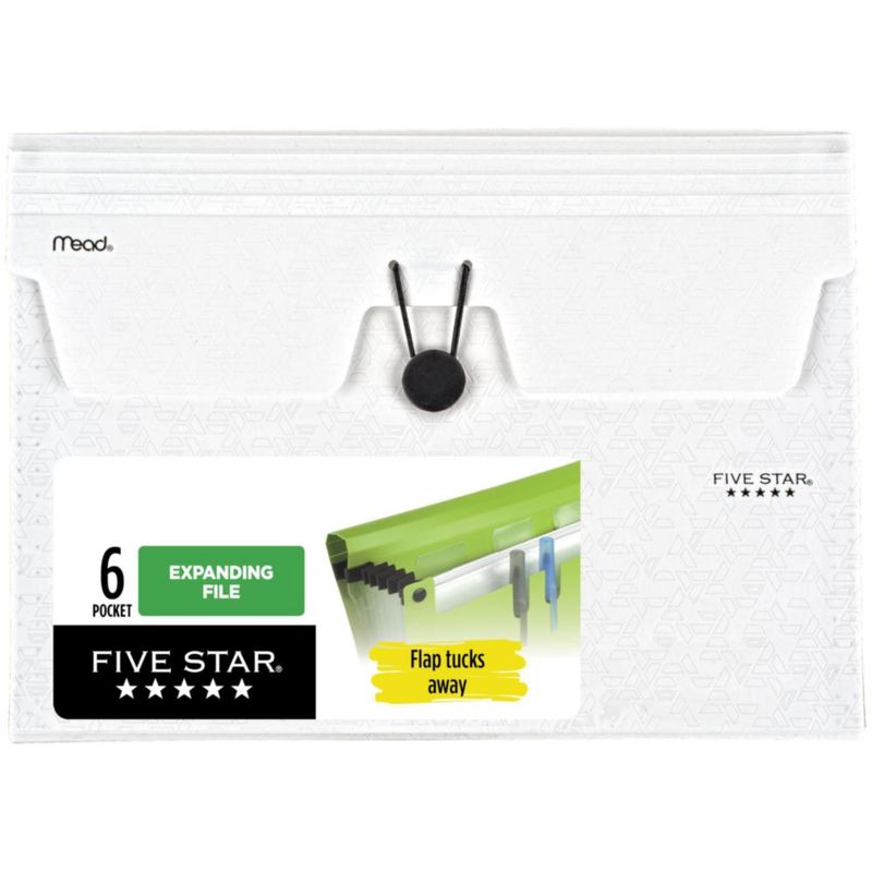 Organizador de Archivos Five Star de 6 Bolsillos Blanco con Cuerda Elástica