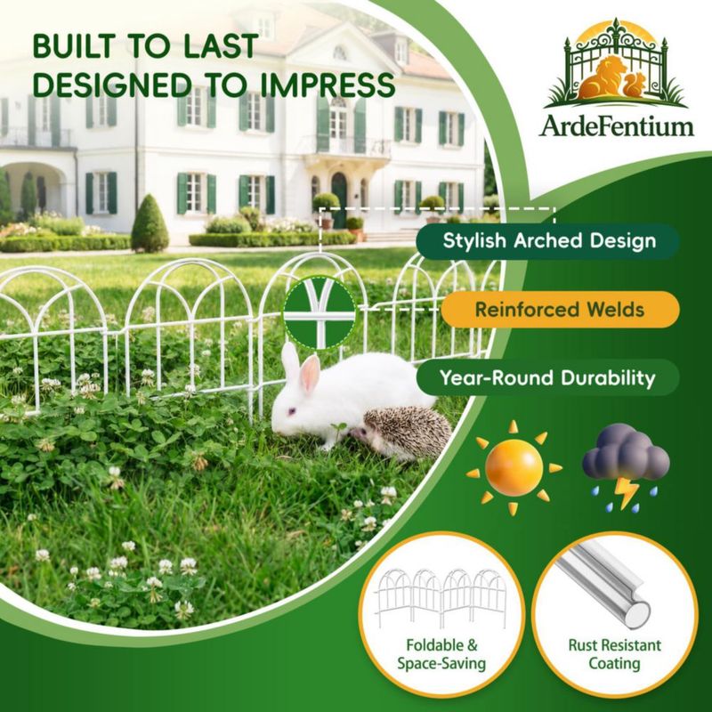 Cerca de jardín ArdeFentium 91 cm × 43 cm paquete de 30 color blanco