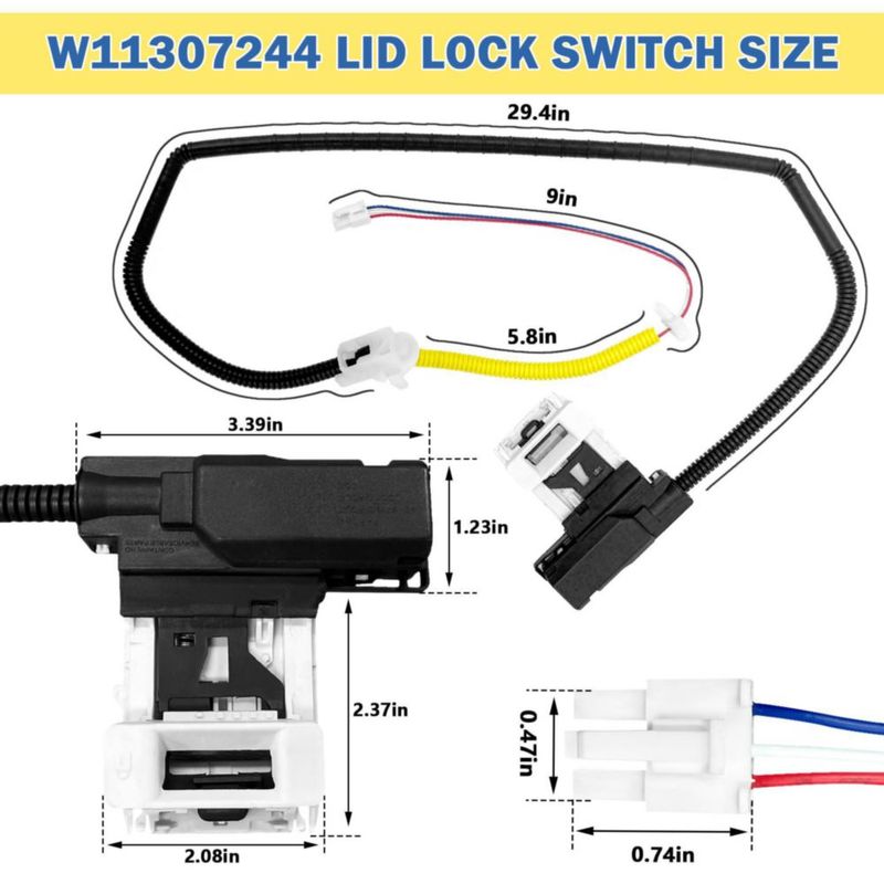 Cerradura de la tapa de lavadora SuperDi W11307244 W10682535