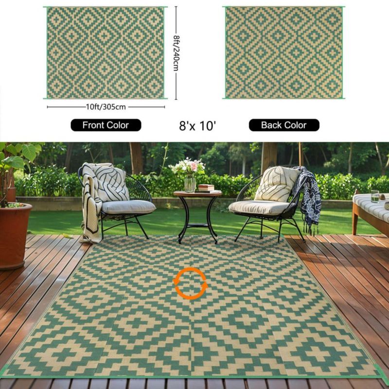 Alfombra Kalafun 244x305 cm Verde y Amarilla para Exterior de Plástico