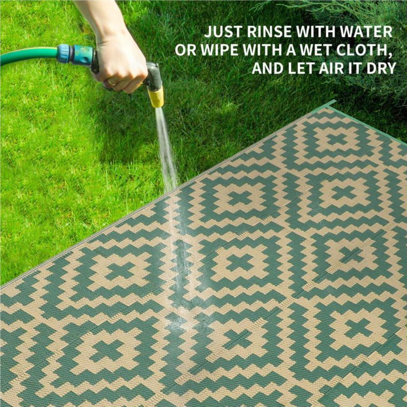 Alfombra Kalafun 244x305 cm Verde y Amarilla para Exterior de Plástico
