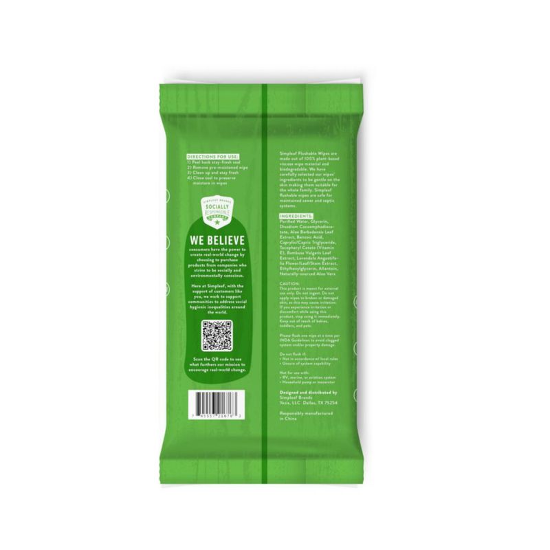 Toallitas para piel Simpleaf 50 unidades Aloe Vera y Vitamina E