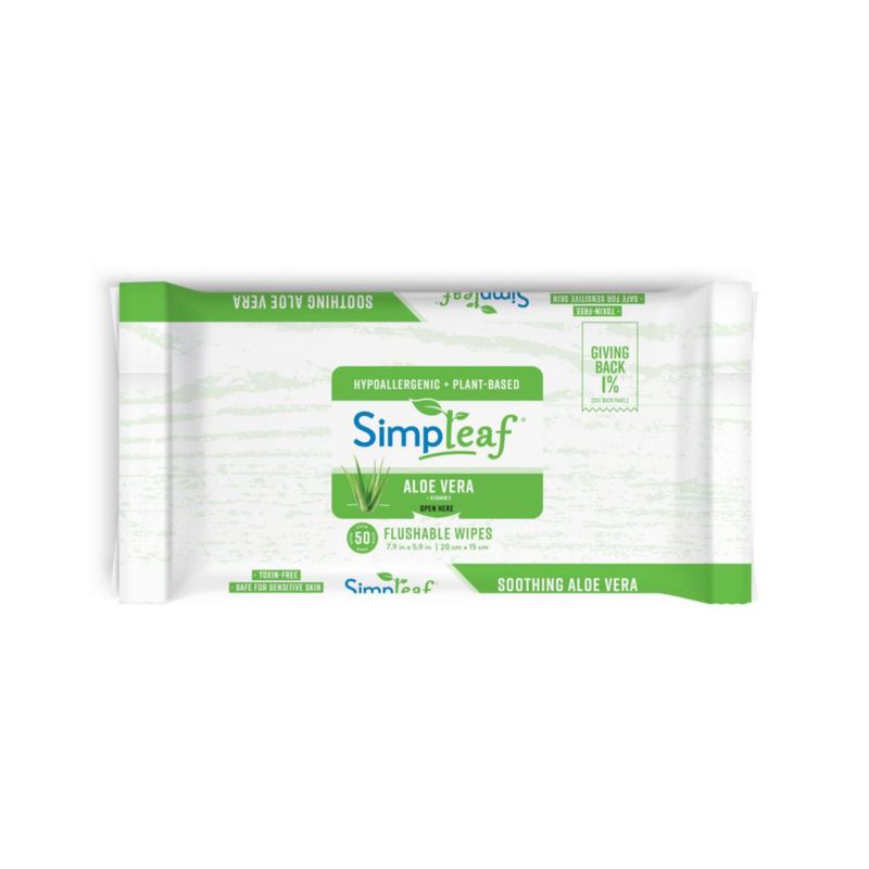 Toallitas para piel Simpleaf 50 unidades Aloe Vera y Vitamina E