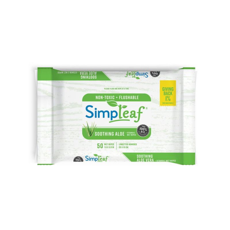 Toallitas para piel Simpleaf 50 unidades Aloe Vera y Vitamina E