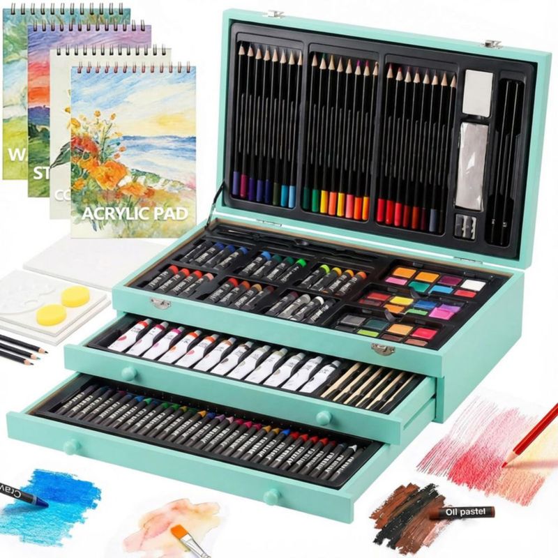 Set de Arte TMOL 194 Piezas - Kit de Pintura Deluxe con Caja de Madera