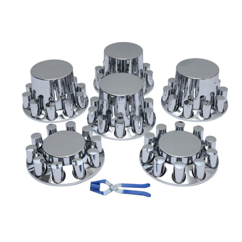 Conjunto plano de tapacubos jiaru cromado y cubiertas para tuercas de 33 mm