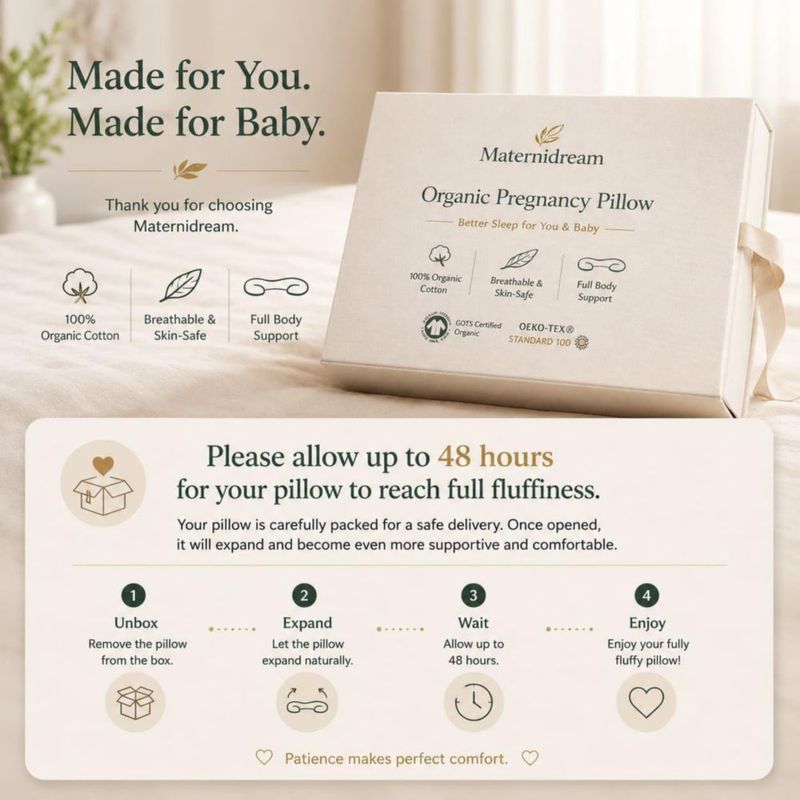 Almohada para Embarazadas Maternidream de Algodón Orgánico en Forma de U