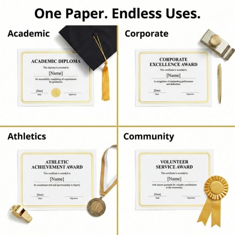 Certificados PaperDirect 21x28 cm 50 hojas con borde interior de foil dorado
