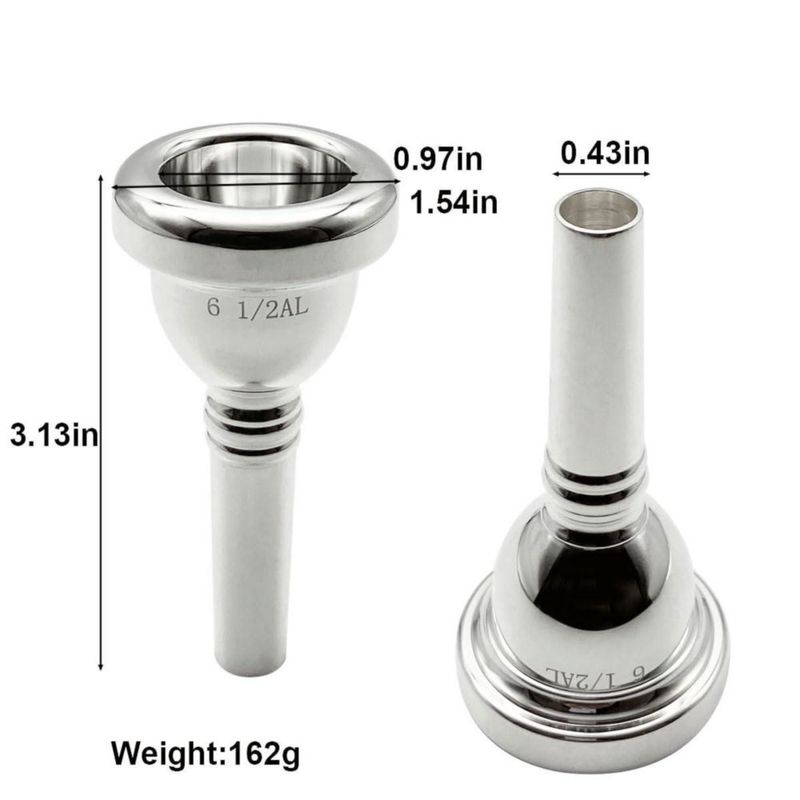 Boquilla de trombón Missmore 6 1/2AL plateada en plata