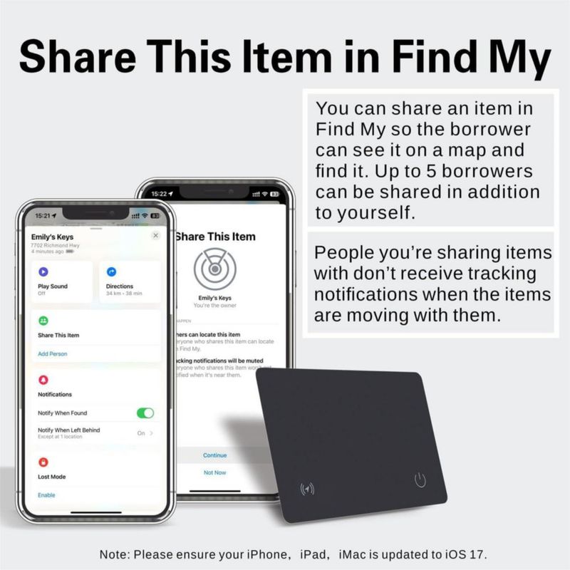 Rastreador de Cartera Reyke Pack de 2 Apple Find My Recargable