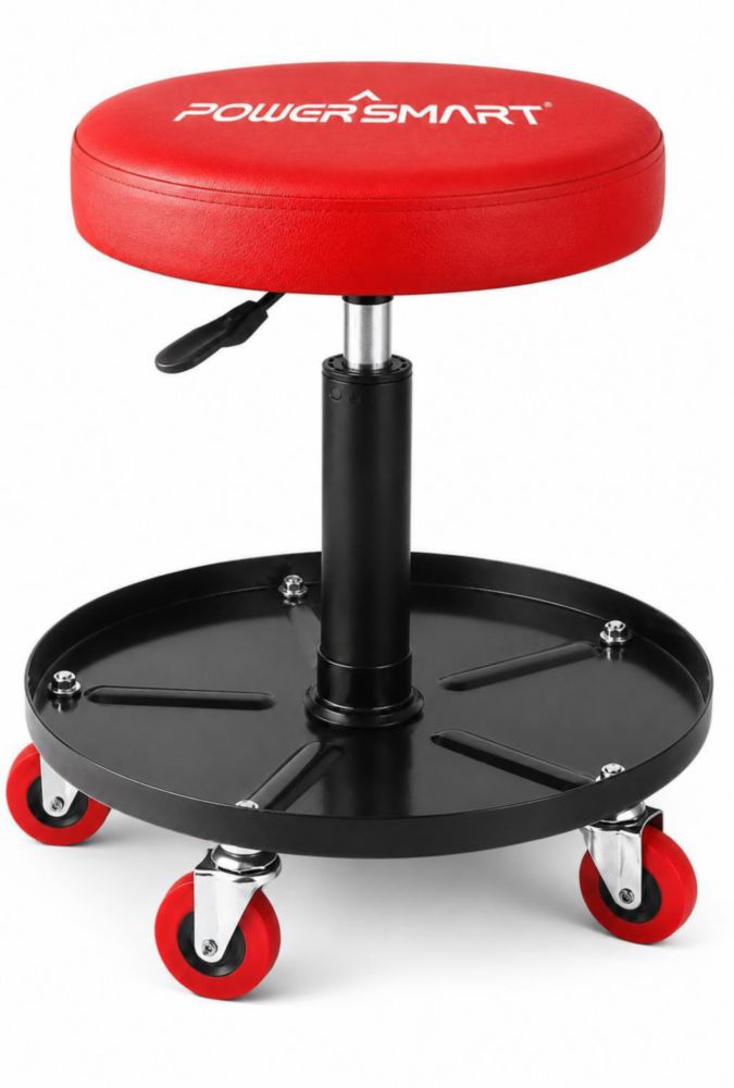 Asiento Rodante PowerSmart de 150 kg con Bandeja de Herramientas Acolchada