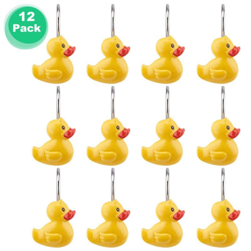Ganchos de cortina de ducha AGPTEK 12 uds Patito amarillo de resina