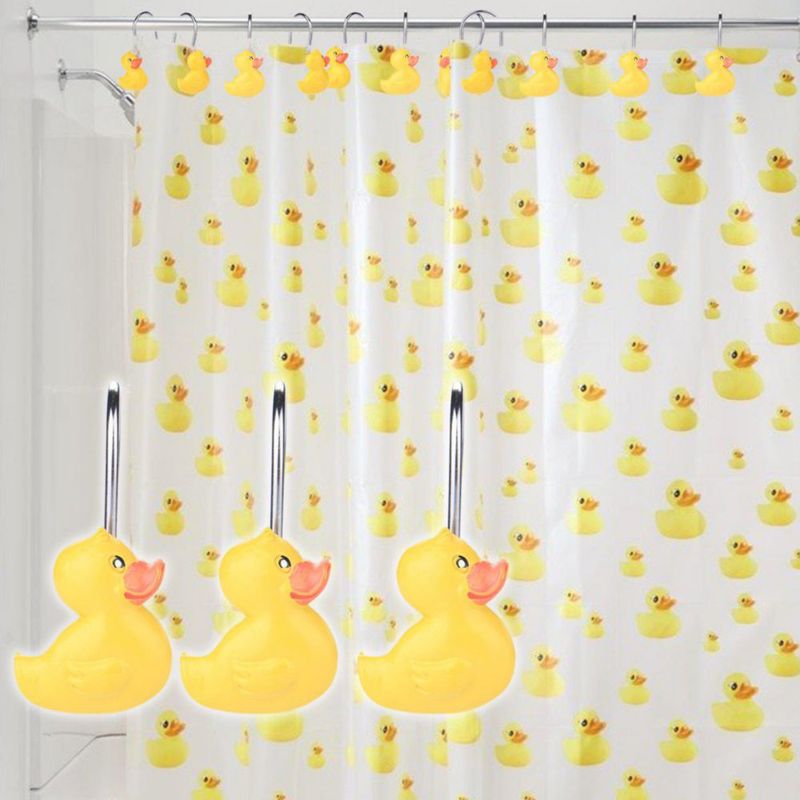 Ganchos de cortina de ducha AGPTEK 12 uds Patito amarillo de resina