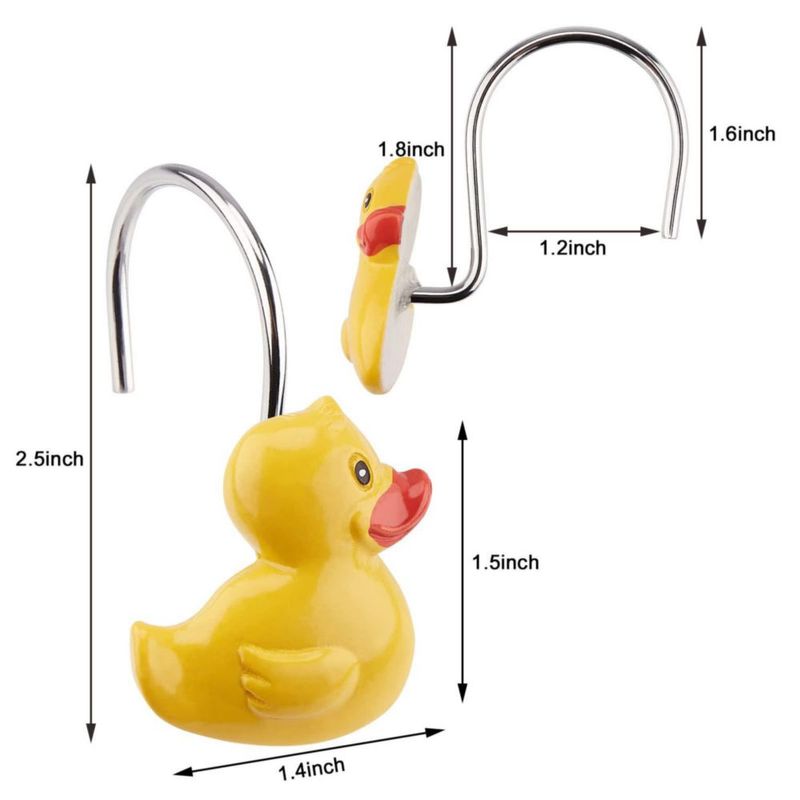 Ganchos de cortina de ducha AGPTEK 12 uds Patito amarillo de resina