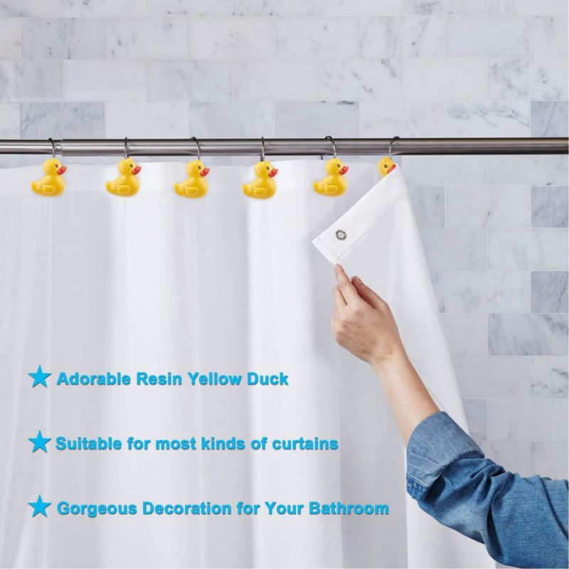 Ganchos de cortina de ducha AGPTEK 12 uds Patito amarillo de resina