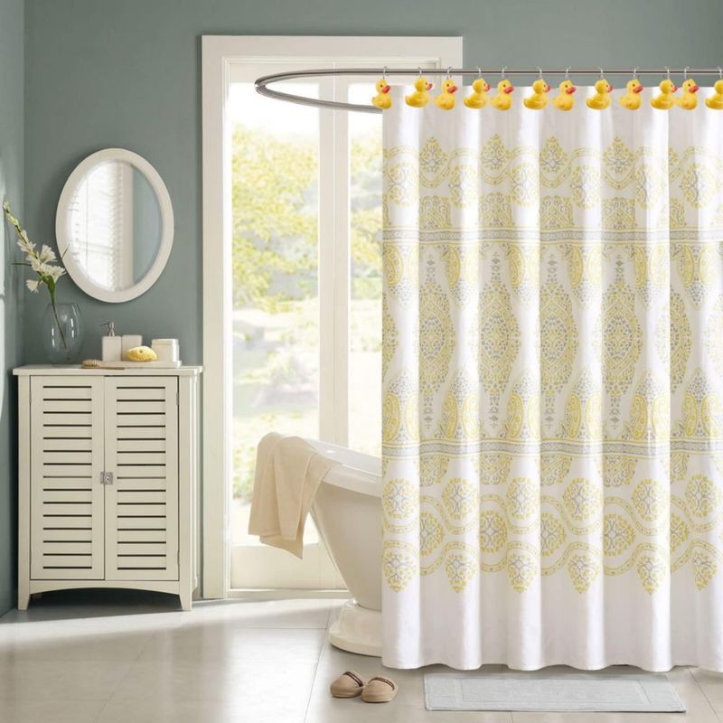 Ganchos de cortina de ducha AGPTEK 12 uds Patito amarillo de resina