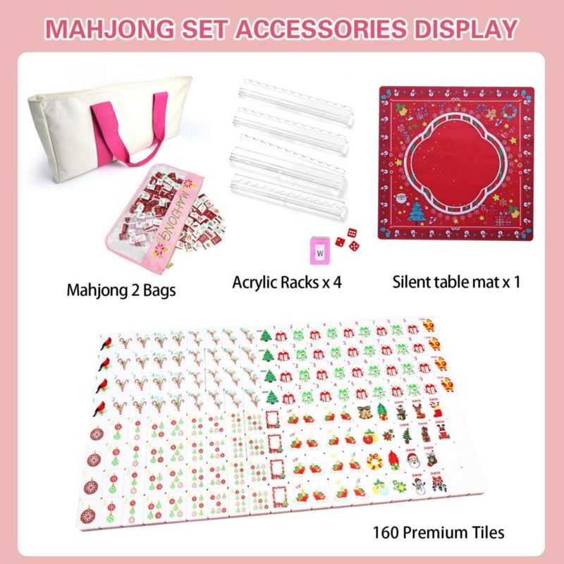 Set de Mahjong MAJONIX Tema Navideño 160 fichas + bolsas