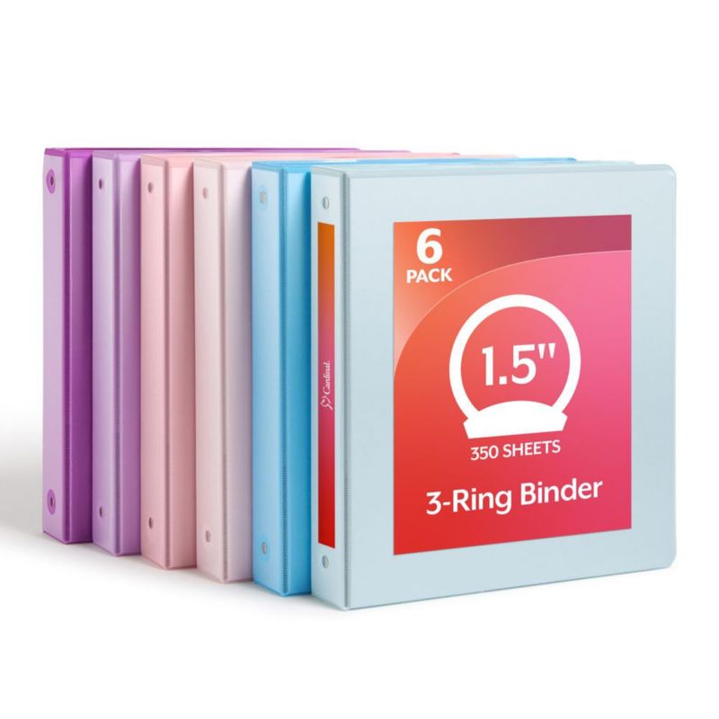 Carpeta de anillas Cardinal 3 anillas 15" 6 unidades colores pastel 350 hojas