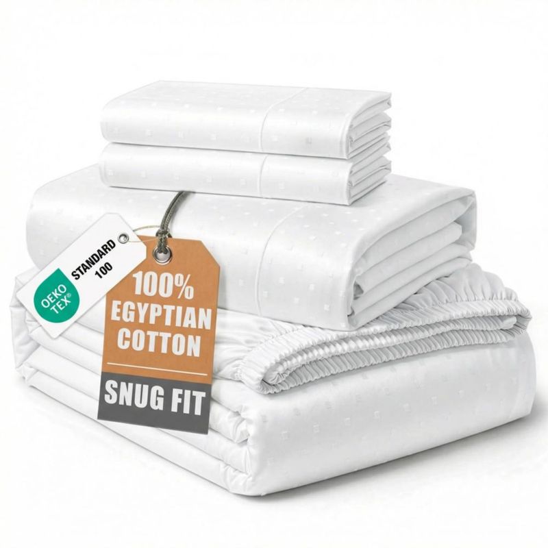 Juego de sábanas King de algodón egipcio blanco - LANE LINEN