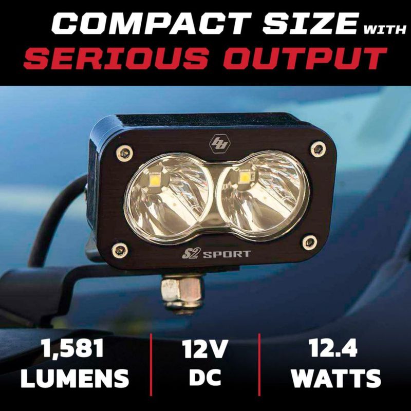 Cápsula de luz LED Baja Designs S2 Sport negra – 2 unidades lentes ámbar