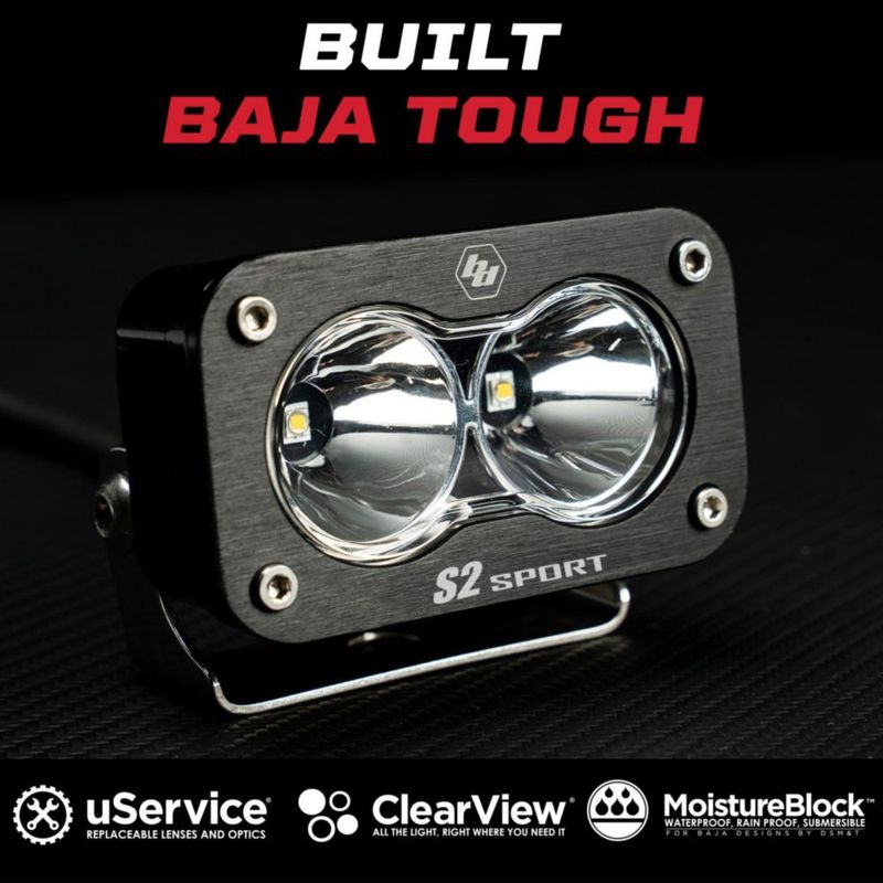 Cápsula de luz LED Baja Designs S2 Sport negra – 2 unidades lentes ámbar