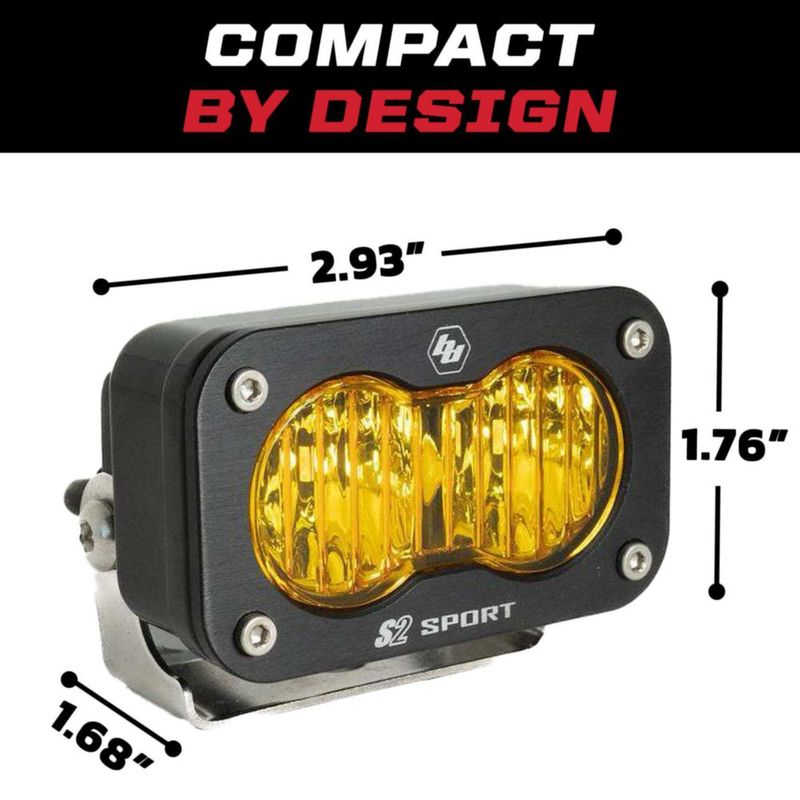 Cápsula de luz LED Baja Designs S2 Sport negra – 2 unidades lentes ámbar