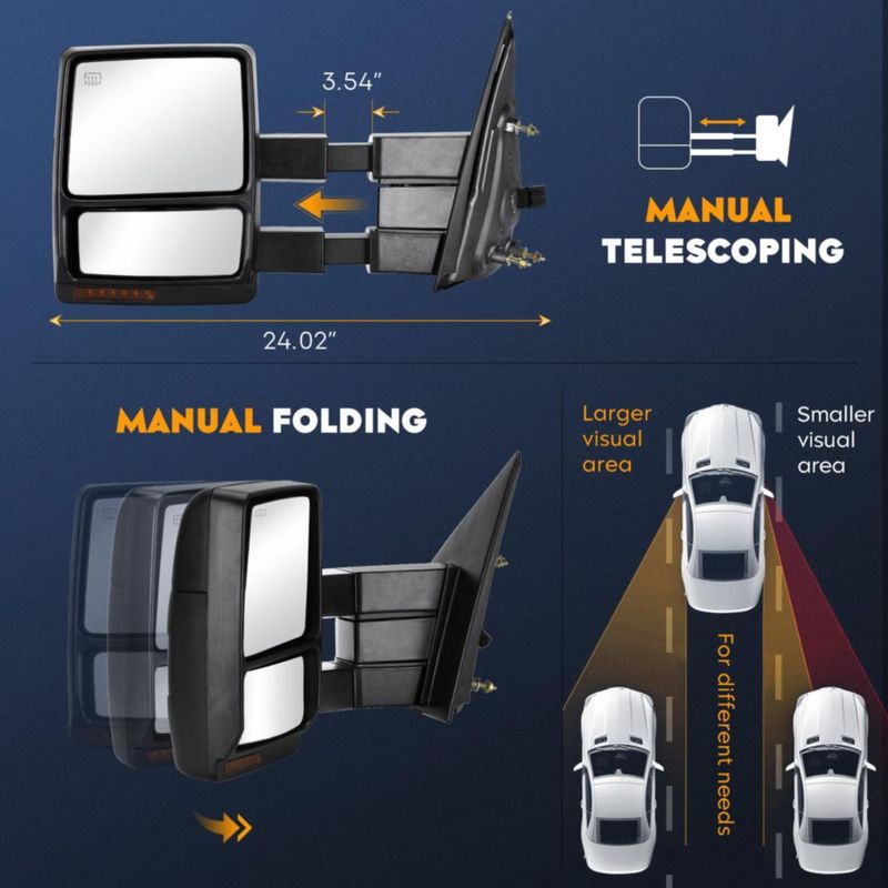 Espejos de remolque Aeagle para Ford F-150 2007‑2014 calefactados y con señal de giro