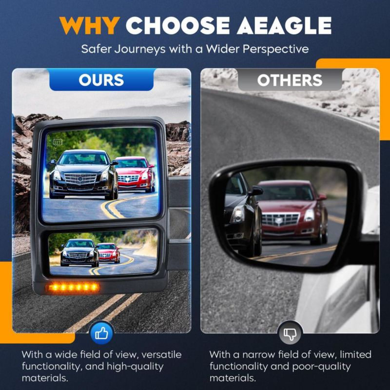 Espejos de remolque Aeagle para Ford F-150 2007‑2014 calefactados y con señal de giro