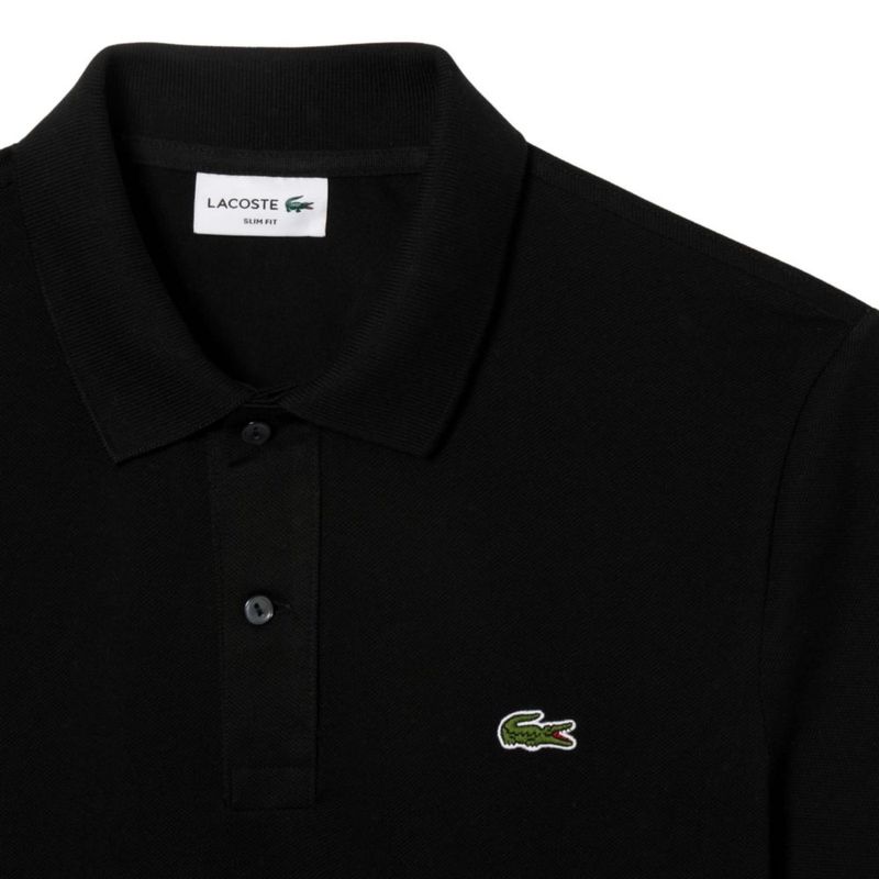 Polo Lacoste L.12.12 Piqué Corte Entallado Negro Talla M