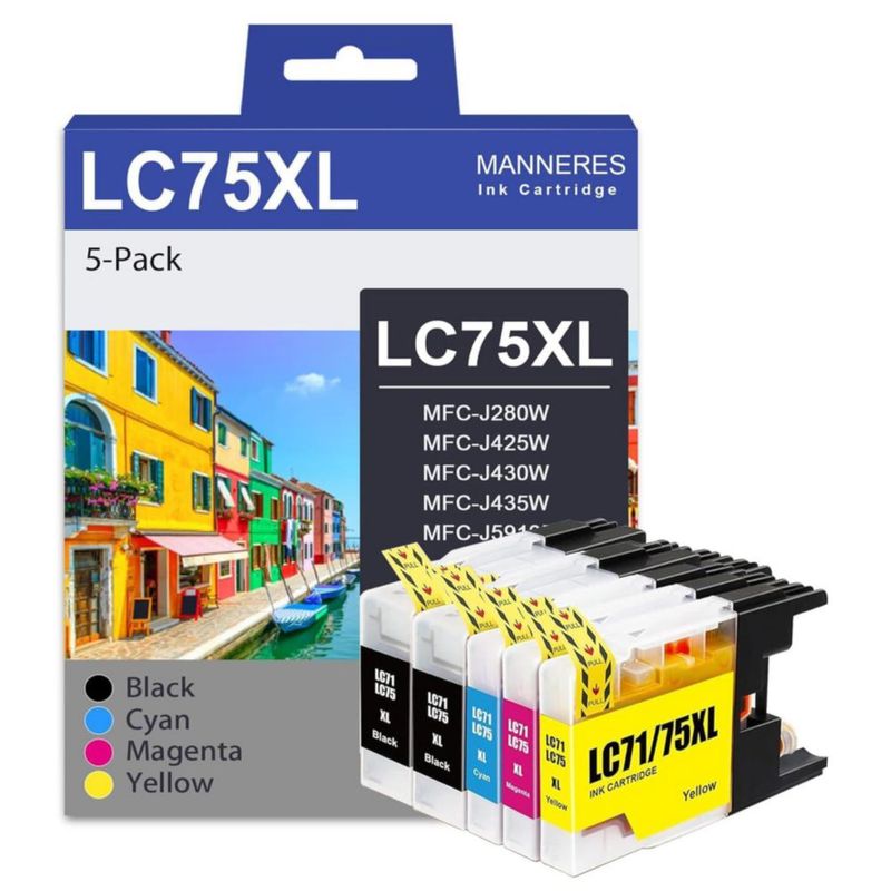 Cartuchos de tinta MANNERES LC75 - Pack de 5 (2 negro C M Y)