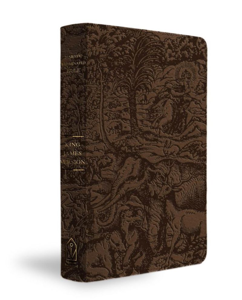 Biblia FaithWords KJV Majestic Iluminada en Cuero Marrón LeatherLuxe
