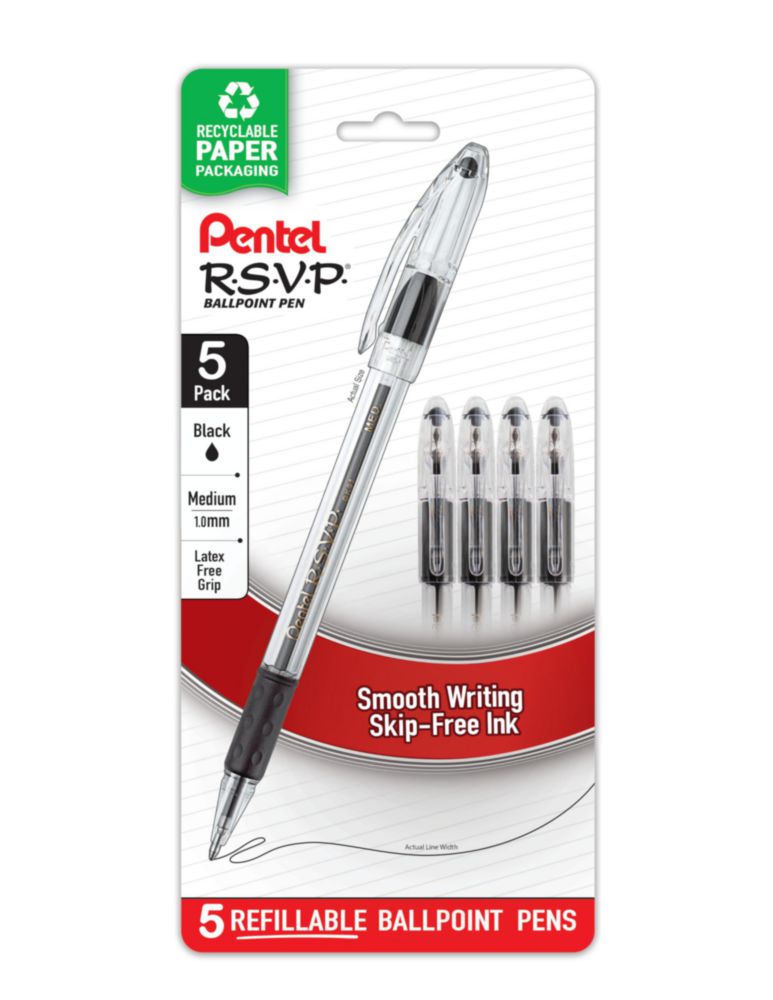 Bolígrafo Pentel 1.0 mm negro - Pack de 5
