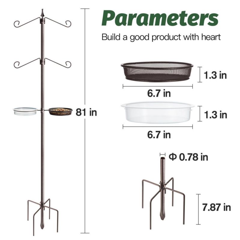 Alimentador para Pájaros NestShld 206 cm Poste de Metal con 4 Ganchos