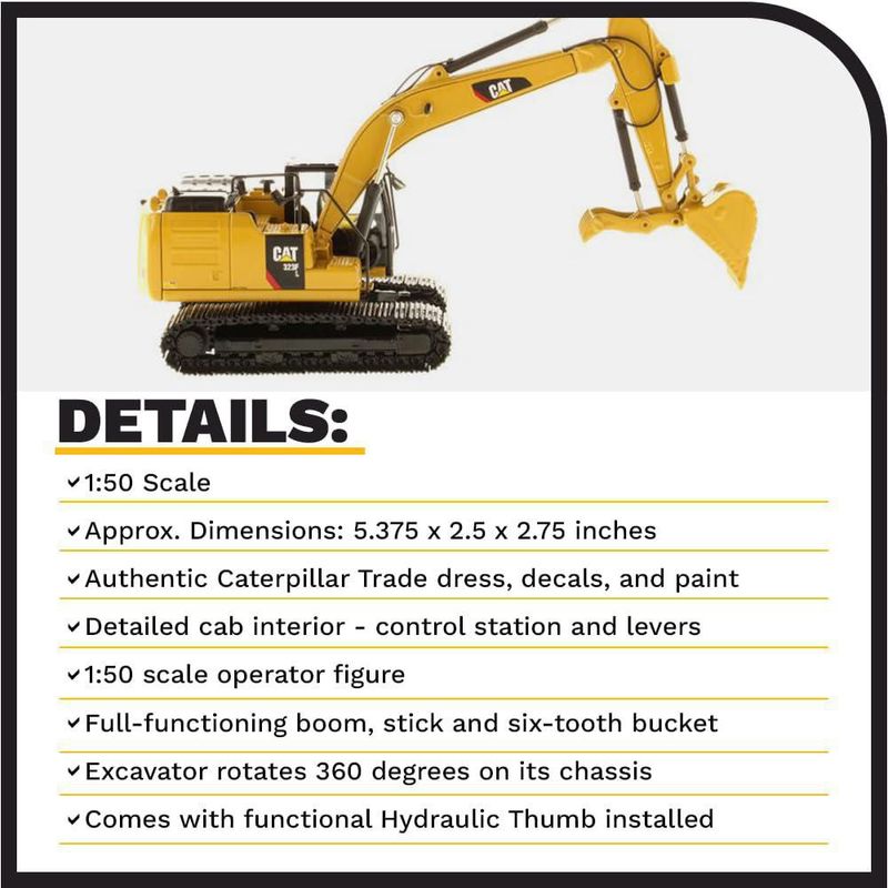 Diecast Masters Caterpillar 323F Excavadora Mediana 1:50